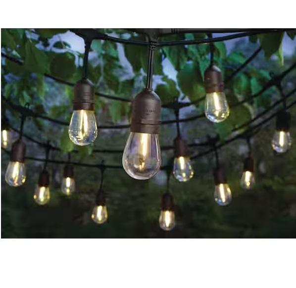 Lighting & Electrical - Hampton Bay 24-Light 48ft Plug-in Edison Patio String Light, Defiant, Halex - Est Retail $794