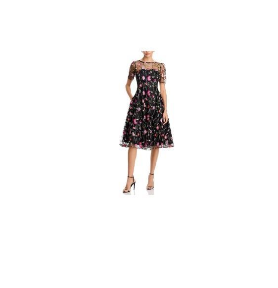 Apparel- Eliza J Floral Embroidered Dress, Embellished High/Low Chiffon Dress, One Shoulder Dress -Original MSRP $2,824