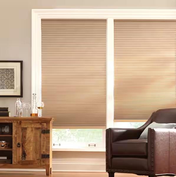 Window Decor - HDC Latte Cordless Blackout Cellular Shades, Chicology, LiGHTSOUT, YELLOW BLINDS - Est Retail $9,369
