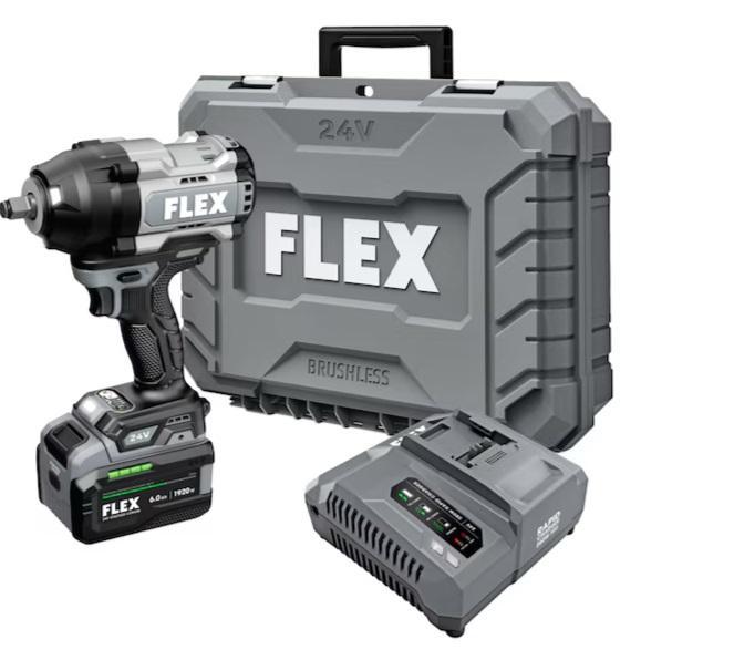 FLEX STACKED LITHIUM 6Amp 24V Brushless 1/2" Drive Cordless Impact Wrench, CRAFTSMAN WS2200 String Trimmer -MSRP $3,200