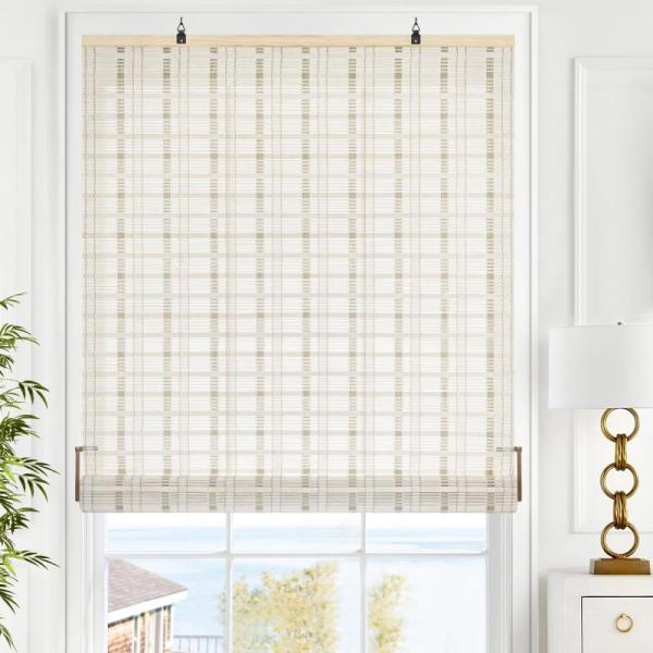 LazBlinds Cordless Bamboo Blinds Bamboo Roll Up Shades for - MSRP $57