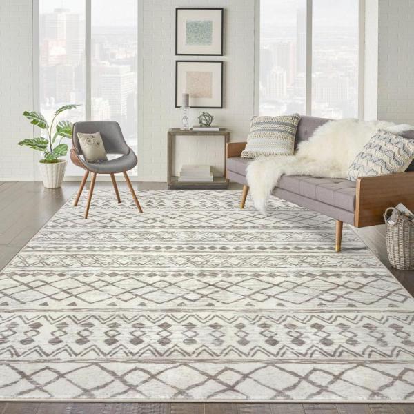 Furniture - KUTA Beige Boho Moroccan Washable Area Rug 8x10, 6x9 Beige Boho Living Room Rugs, Armocity - MSRP $1,821