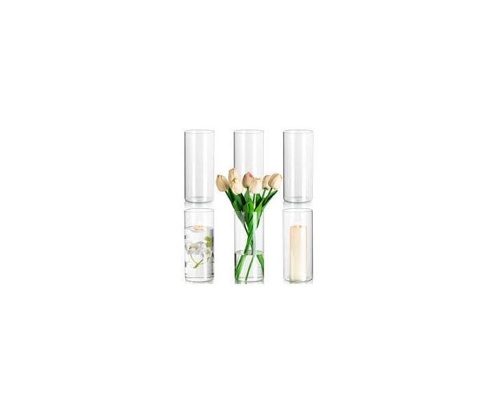Glasseam Clear Cylinder Vase Set of 6 Modern Glass Vases - MSRP $42