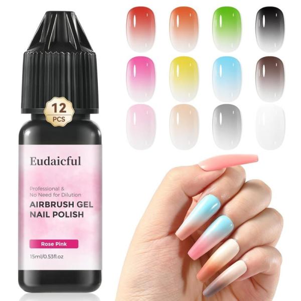 Beauty - Eudaicful 12 Colors Airbrush Gel Nail Polishes, TIANYOUHAIR Passion Twist Hairs, Press-On Nails - MSRP $7,111