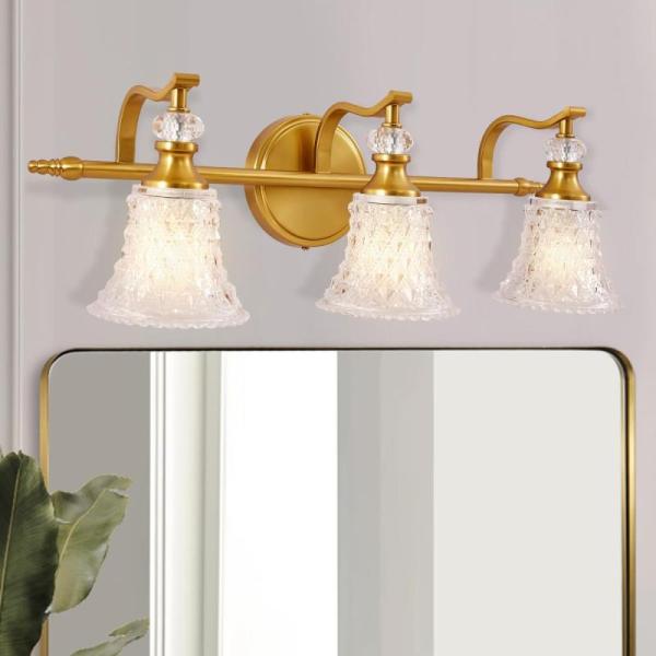 ANDY STAR 3 Light Bathroom Vanity Light Gold Bathroom - MSRP $124