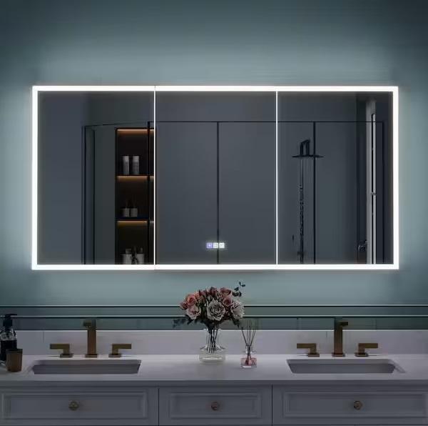 Plumbing - WELLFOR 60inWx30inH Mount LED Medicine Cabinet Mirror, AKDY, HDC, GLSLAND - Est Retail $2,364
