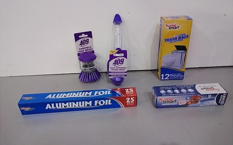 Home - Home Smart - Trash Bags, Freezer Bags, Aluminum Foil, Plastic Straws - MSRP $5,504