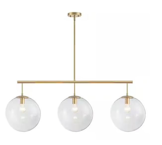 Lighting & Electrical - Rennnsan Priscilla 3-Light Gold Linear Pendant, Uolfin, Metalux, Kichler - Est Retail $2,193