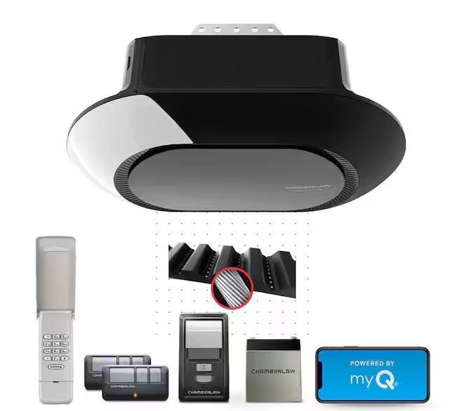 Doors & Windows - Chamberlain 3/4 HP LED Smart Garage Door Opener, Rubbermaid, Unique Home Designs - Est Retail $1,141