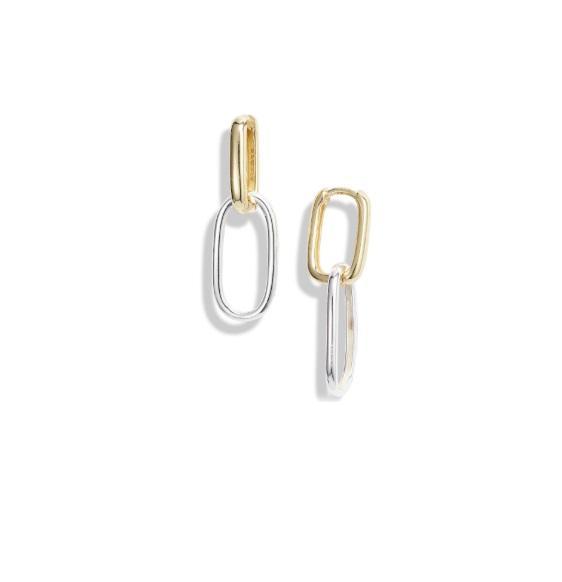 Jewelry - Argento Vivo Two-Tone Oblong Link Earrings, BaubleBar Pisa Stretch Bracelets - Original MSRP $1,703