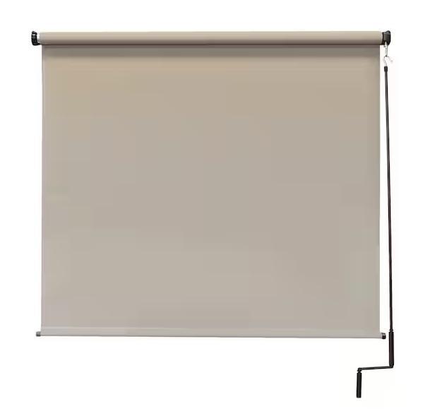 Window Decor - SeaSun Coronado Tan Cordless Outdoor Patio Roller Shade, HDC, Chicology, Rod Desyne - Est Retail $9,415