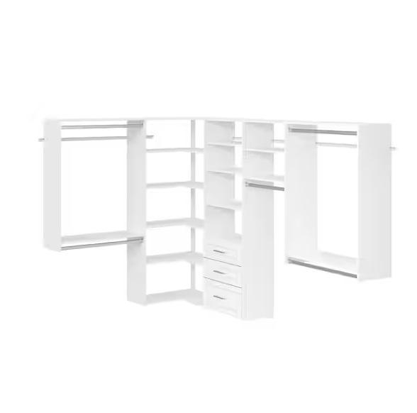 Flooring & Rugs - Closet Evolution White Corner Wood Closet Tower System, Modern Raised Dual Tower - Est Retail $1,258