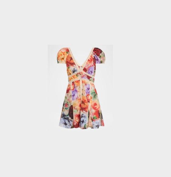 Apparel - Alice & Olivia Lara Deep V-Neck Lace Trim Mini Dress, Free People, La Blanca, Commando - Original MSRP $2,950