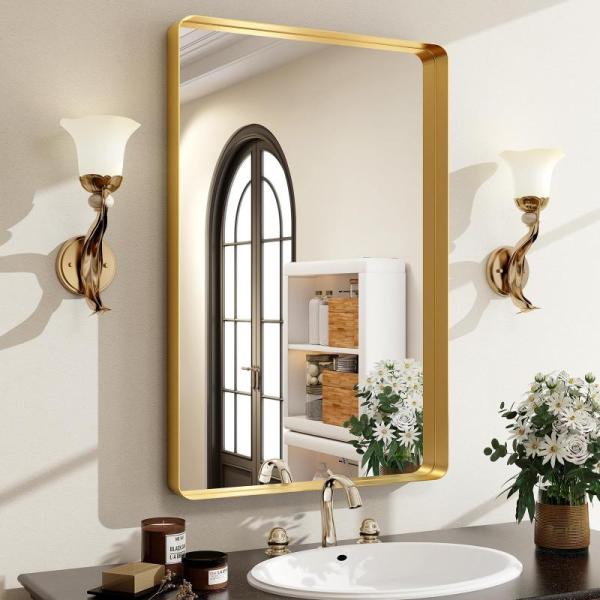 Easly 30 x 22 Inch Gold Bathroom Mirror for WallAluminum - MSRP $45