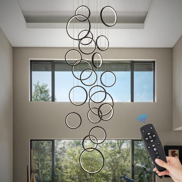 Home Improvement - VallisCo Carpet Tile, Benkut 20 Ring High Ceiling Chandelier - MSRP $12,987