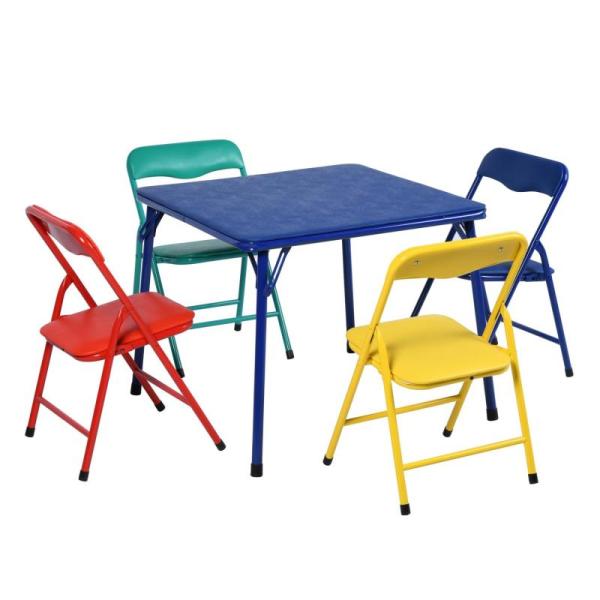 FurnitureR Kids 5-Piece Folding Square Table and Chair Set - MSRP $58