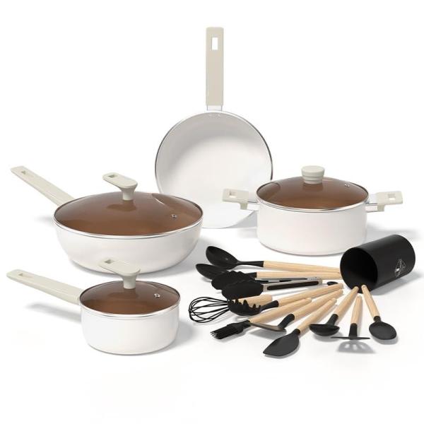 Kitchen - 16-Piece Non-Stick Cookware Set, Polyslice Cutting Board, Evanesce Straws - MSRP $2,997