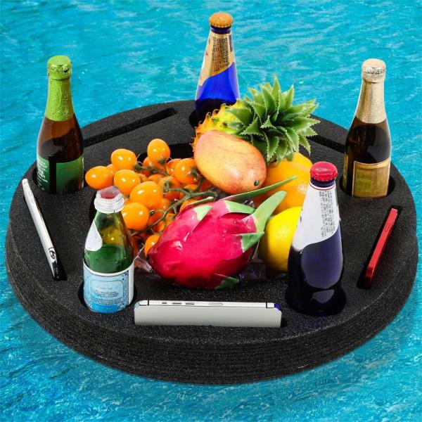 Sports - Qinyoung Large Floating Drink Holder Black Floating Refreshment Table Tray - MSRP $1,224