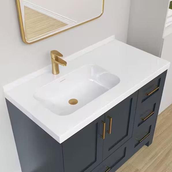 Plumbing - NTQ 42inWx22inD Solid Surface White Vanity Top, Swiss Madison, YULIKA, Eridanus, WELLFOR - Est Retail $1,131