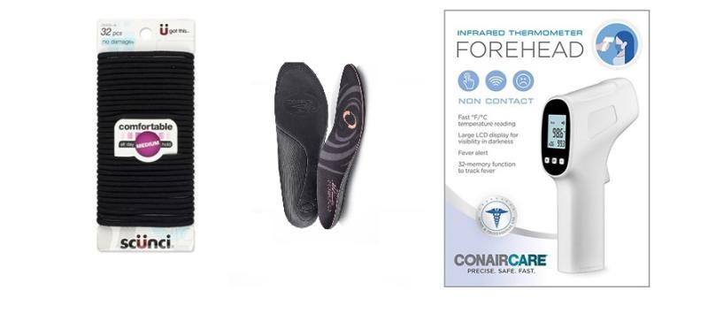 Health & Beauty - Conair Infrared Ear & Forehead Thermometer, Scunci No Damage Black Hair Ties - MSRP $18,739
