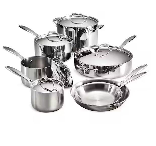 Kitchen & Bath - Tramontina Tri-Ply 12pc Stainless Steel Cookware, Swan, Swiss Madison, Glacier Bay - Est Retail $1,531