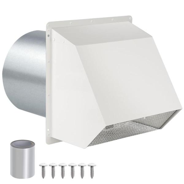 8in Hooded Wall Vent, Screen & Damper Wall - MSRP $61