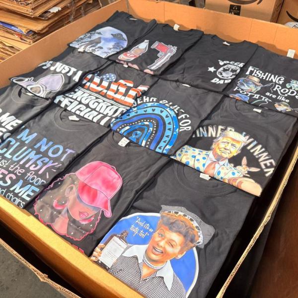 Bulk Lot of 350 Mixed Graphic Print T Shirts MSRP $5,786