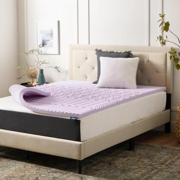 LUCID 2" Queen Size Lavender-Infused Mattress Topper - MSRP $69
