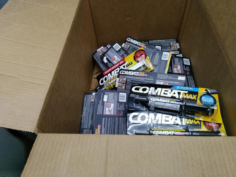 Home - Combat Max Syringe Roach Killing Gel, S.O.S. Steel Wool Soap Pads - MSRP $920