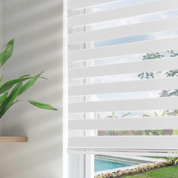 Joydeco 33 Inch Wide White Cordless Zebra Blinds for - MSRP $37