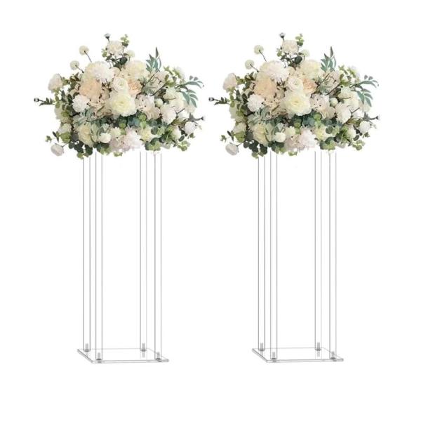simprefine 2 Pack 32" Tall 10" Dia. Clear Floor Vase Wedding Decoration Table Centerpiece - MSRP $63