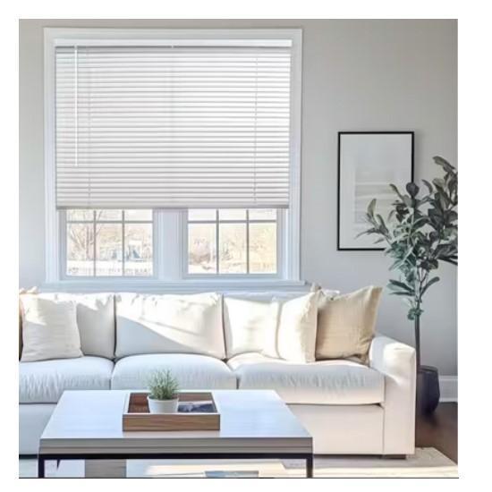 Window Decor - Chicology Vinyl Mini Blinds, HDC White Cordless Faux Wood Blinds - Est Retail $3,013- 1plt