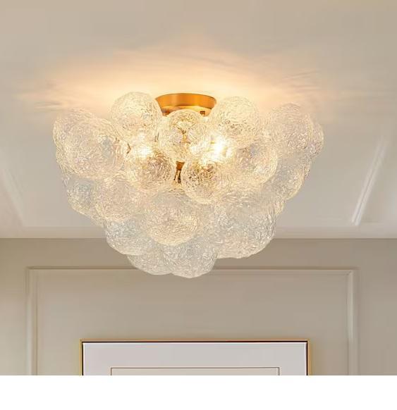 Lighting & Electrical - Y'INSP 3-Light Brushed Gold Bubbles, Breezary, Metalux, Lithonia Lighting - Est Retail $2,781