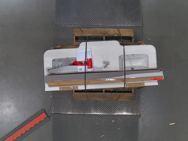 Allen+Roth Colchester 60in Muse Gray Undermount Double Sink Bathroom Vanity, ClosetMaid 6" Wire Brackets - MSRP $2,198