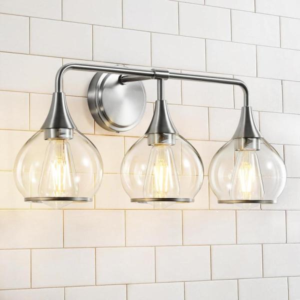 HAHZT Brushed Nickel Bathroom 3-Light Vanity Lighting Fixture - MSRP $89