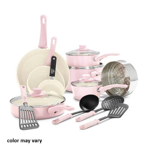 Home - GreenLife 16 Piece Nonstick Cookware Set, O-Cedar RinseClean Spin Mop Bucket System - MSRP $1,768