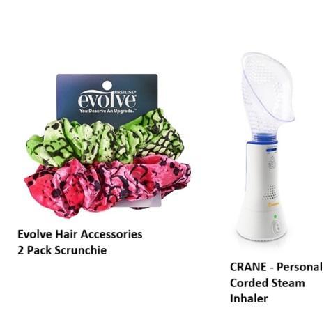 Health & Beauty - Evolve Hair Accessories 2 Pack Scrunchie, CRANE - Personal Corded Steam Inhaler - MSRP $10,745