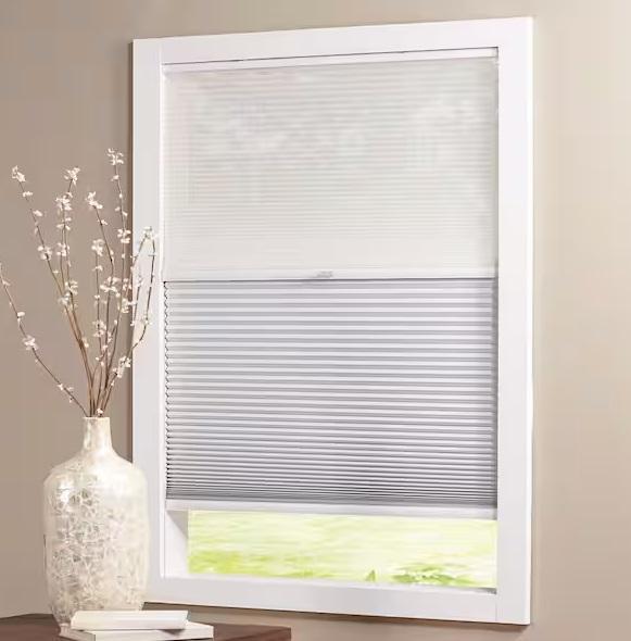 Window Decor - HDC Cordless Cellular Window Shades, Shadow White Top-Down Bottom-Up Roller Shades - Est Retail $6,936