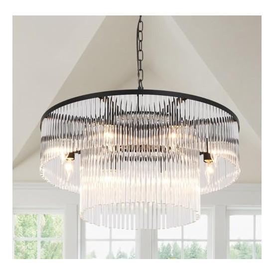 Akeelighting Chandelier, Vecelo Dining Chairs, Comhoma Office Chair, Lorell File Cabinet - MSRP $2,950