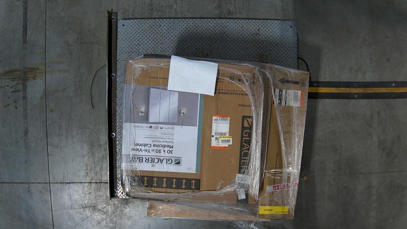 Plumbing - Glacier Bay Retrofit Drop-In Farmhouse Apron Kitchen Sink, Medicine Cabinet w/Mirror - Est Retail $1,111