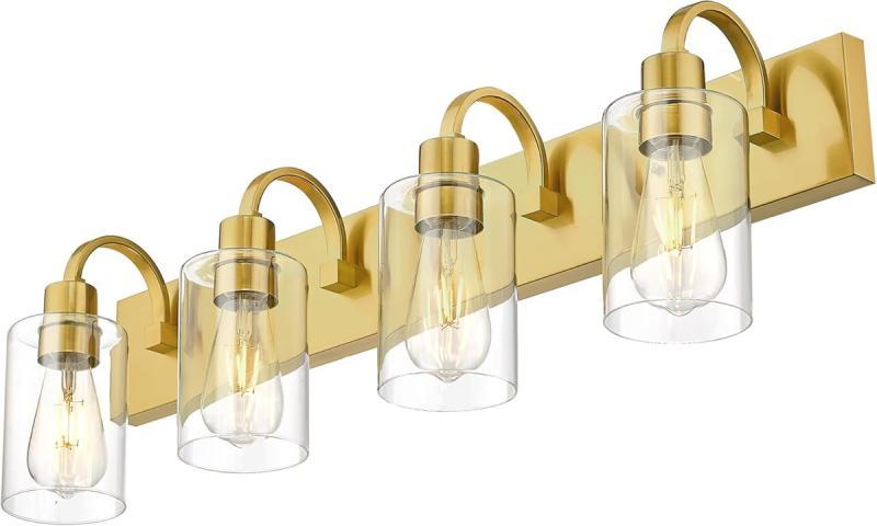 RETAIL READY - Emliviar 30 Inch Gold Vanity Light 4-Light Bathroom Light - MSRP $94