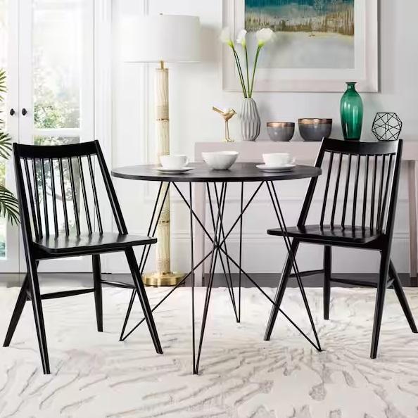 Home Decor - SAFAVIEH Wren Black 19in Dining Chairs, Flash Furniture Fabric Cushioned Side Chair - Est Retail $1,242