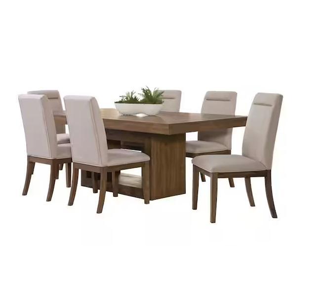 Steve Silver Garland 7pc 70in Rectangle Caramel Brown Wood Dinng Room Set - Est Retail $1,571