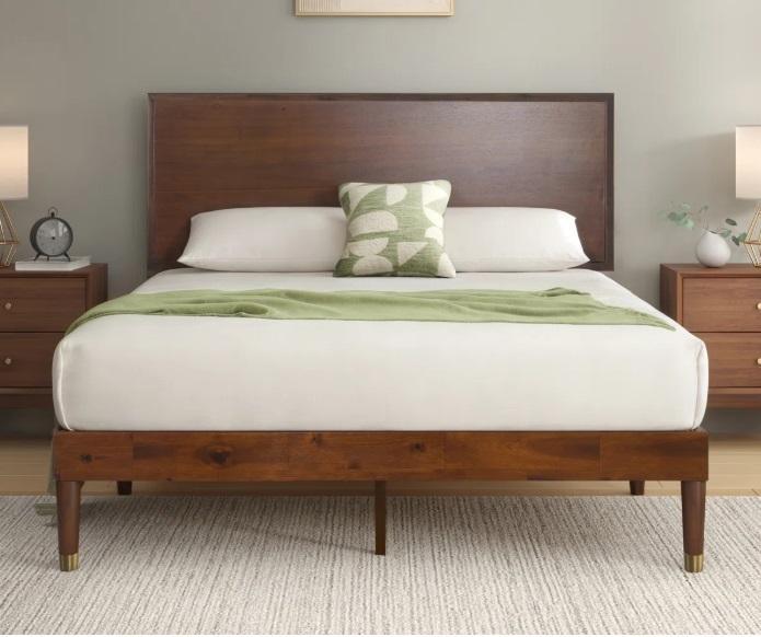 Housewares - Hermes Contemporary Solid Wood Platform Bed, Sabine Metal Arch Floor Mirror, Amla TV Stand - MSRP $3,573