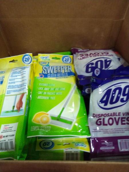 Home - Clean Home Wet Cloth Mop Refills, Innovative Brands 409 Disposable Vinyl Gloves - MSRP $1,475