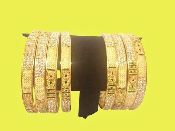 Newest Diamond Studded Micron Plated, Gold Finish Bangles/Bracelet