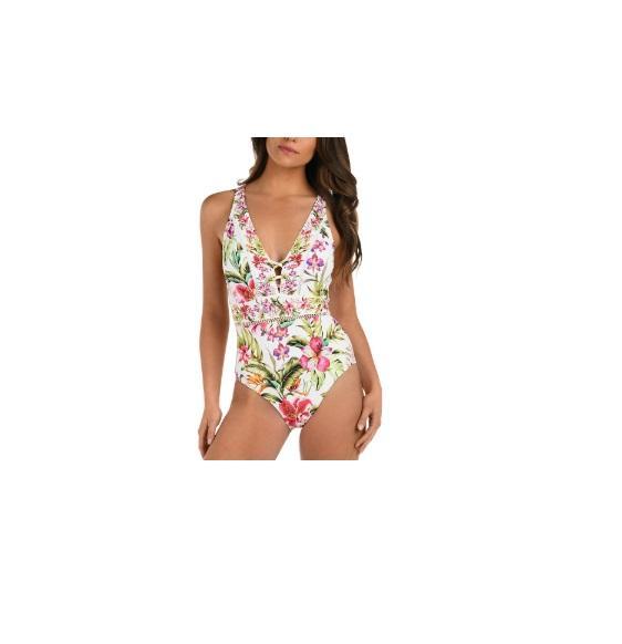 Apparel - La Blanca Polynesian Plunge 1pc Swimsui, Commando Classic Mini Cami Slip - Original MSRP $2,495