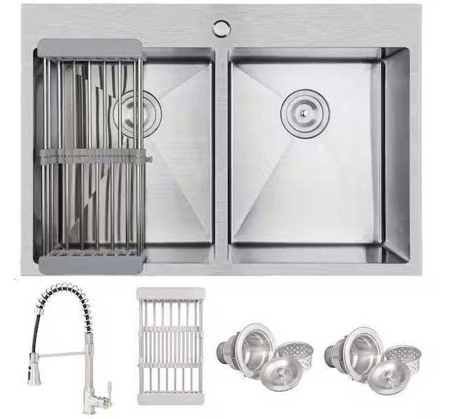 Plumbing - AKDY Double Bowl Kitchen Sink, Croydex, SINKOLOGY, SKYSHALO, VEIKOUS, GLSLAND - Est Retail $2,041