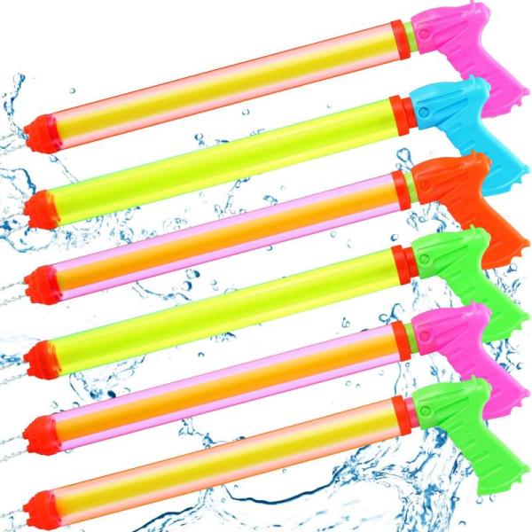 Toy- MiniInflat 6 Pcs 24" Water Gun Cannon Strong Powerful Water Gun Pool Toys Colorful Plastic - MSRP $2,439