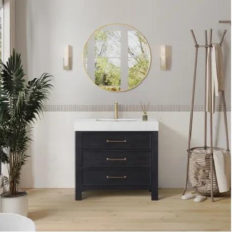 Miseno MV-NM-LEON36-LWT-FB Single Basin Vanity Set - MSRP $900